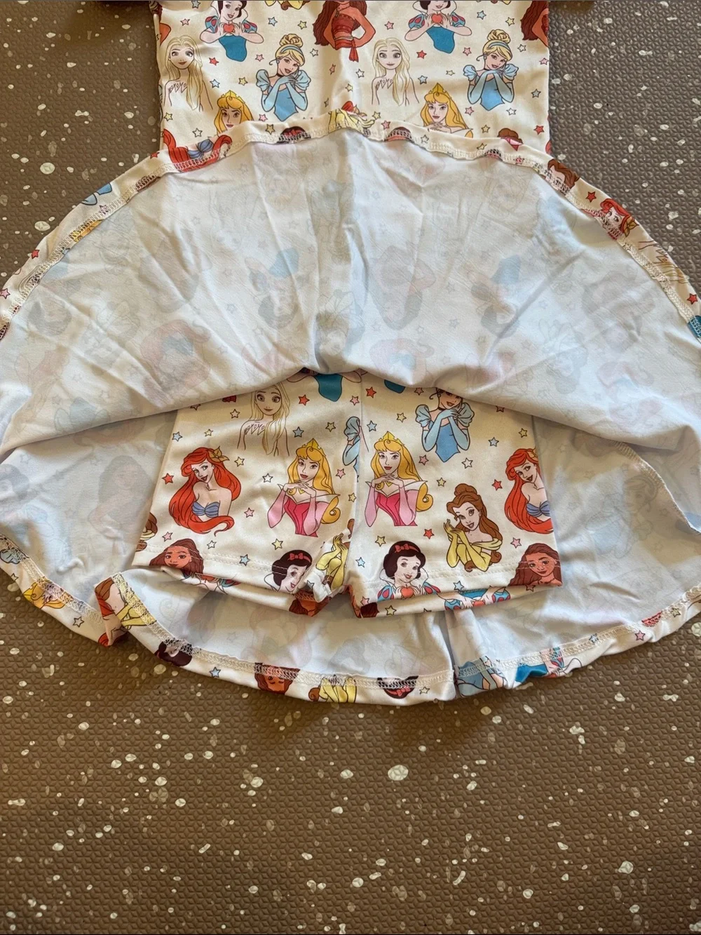 Girls Two-Piece Princess Print Set with Bow - White Multicolor